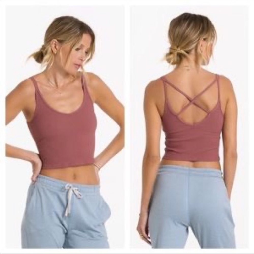 Vuori - rib crop tank in rosewood new with tags size Large